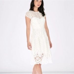 Parker Women’s Short Sleeve White Floral Lace Dress Size S
